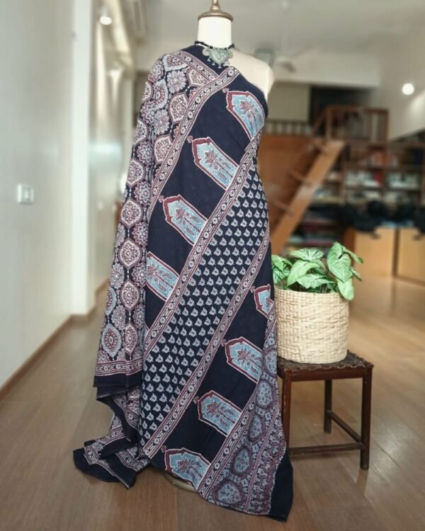 Ajrakh Mul Cotton Saree – (AMCS1033) - Image 7