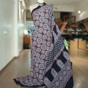 Ajrakh Mul Cotton Saree – (AMCS1033)
