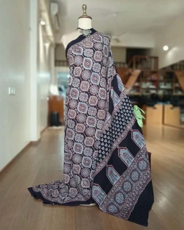 Ajrakh Mul Cotton Saree – (AMCS1033)