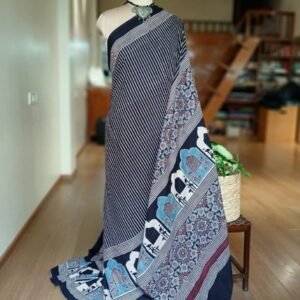 Ajrakh Mul Cotton Saree – (AMCS1036)