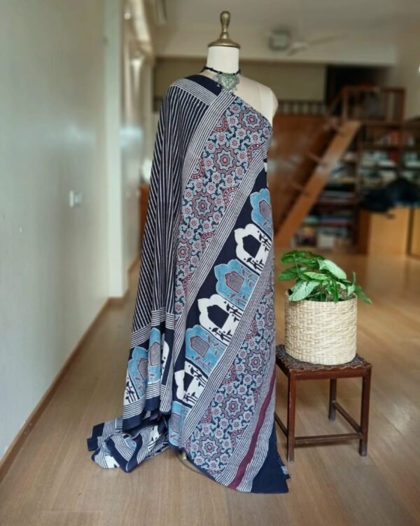 Ajrakh Mul Cotton Saree – (AMCS1036) - Image 7