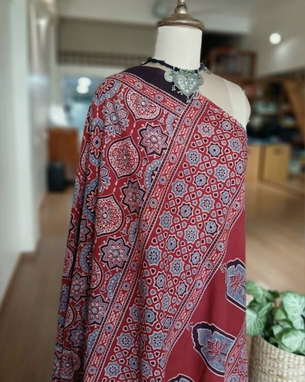 Ajrakh Mul Cotton Saree – (AMCS1037) - Image 8