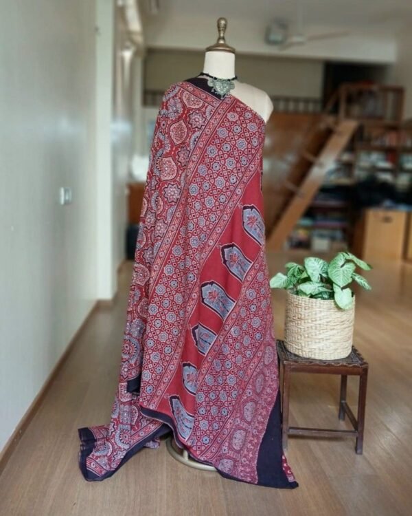 Ajrakh Mul Cotton Saree – (AMCS1037) - Image 7