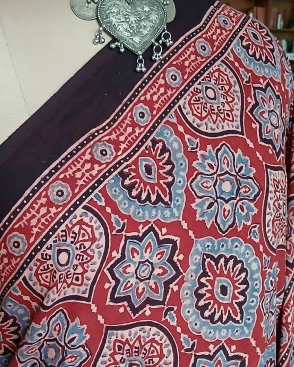 Ajrakh Mul Cotton Saree – (AMCS1037) - Image 3