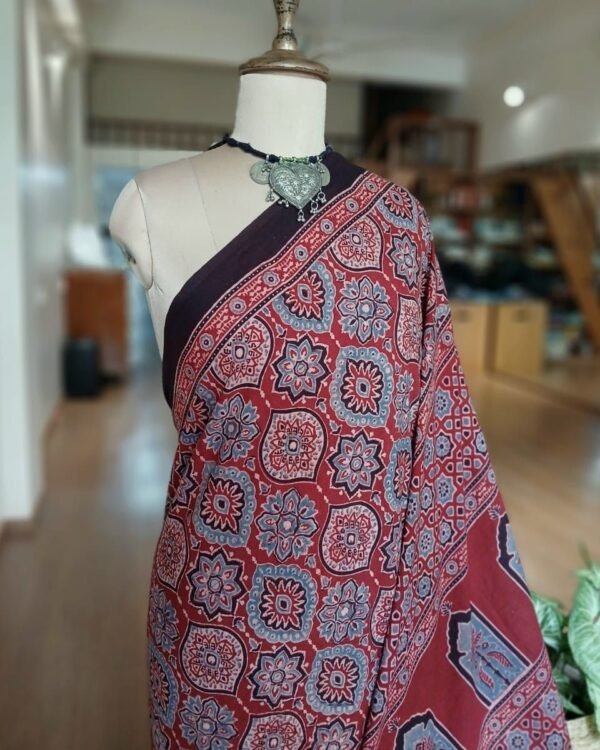 Ajrakh Mul Cotton Saree – (AMCS1037) - Image 2