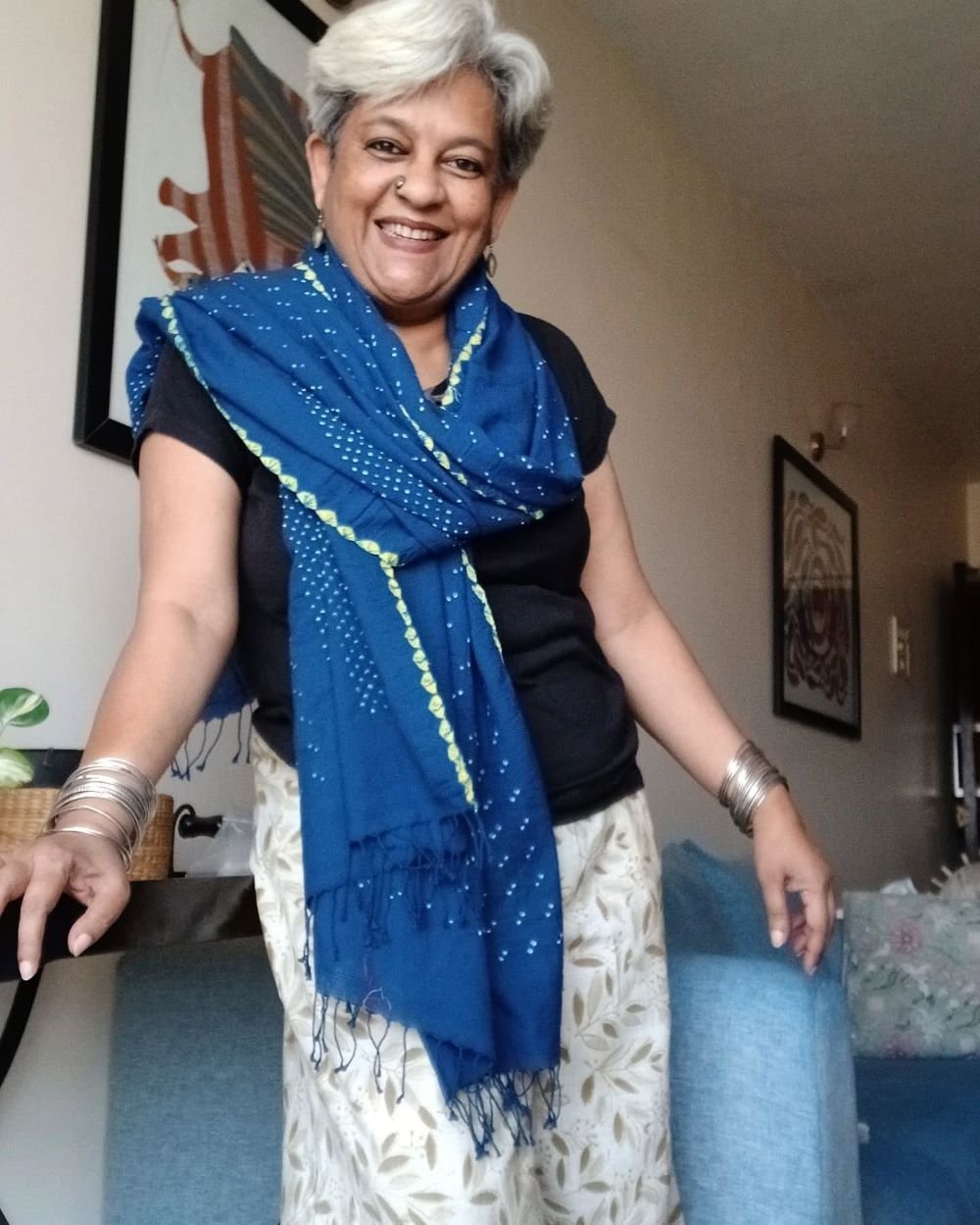 Cotton Stole with very fine designer Bandhani Work - (CSBW0002)