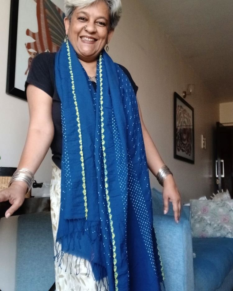 Cotton Stole with very fine designer Bandhani Work - (CSBW0002) - Image 2