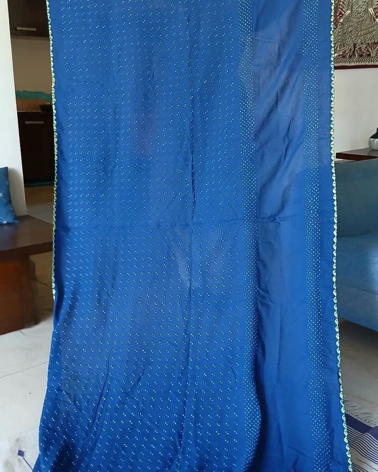 Cotton Stole with very fine designer Bandhani Work - (CSBW0002) - Image 4