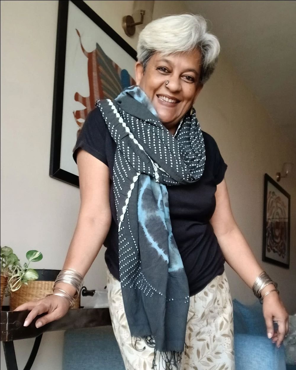 Cotton Stole with very fine designer Bandhani Work - (CSBW0003)