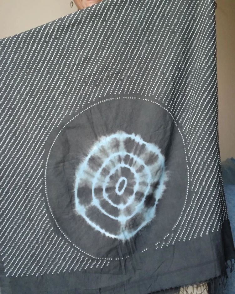 Cotton Stole with very fine designer Bandhani Work - (CSBW0003) - Image 3