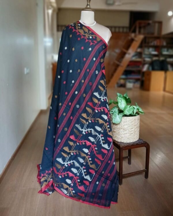 Handweave Jamdani Cotton Saree – (JCHS1043) - Image 5