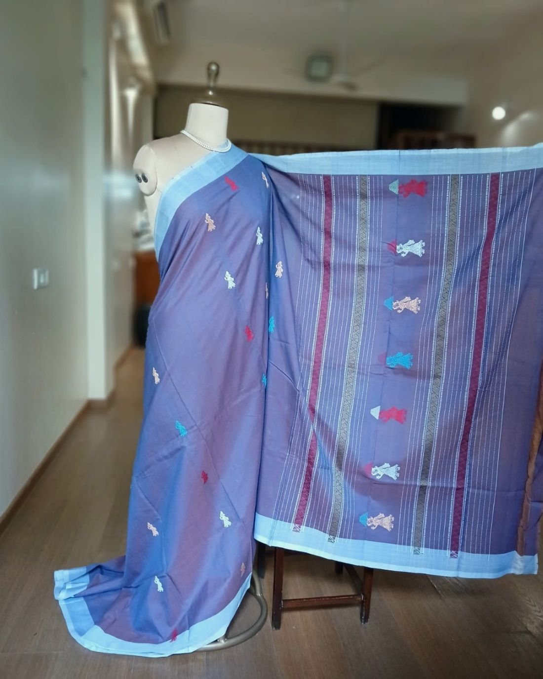 Gollabhama (milkmaid / gopika) handweave saree in cotton – (WGHS0020) - Image 2