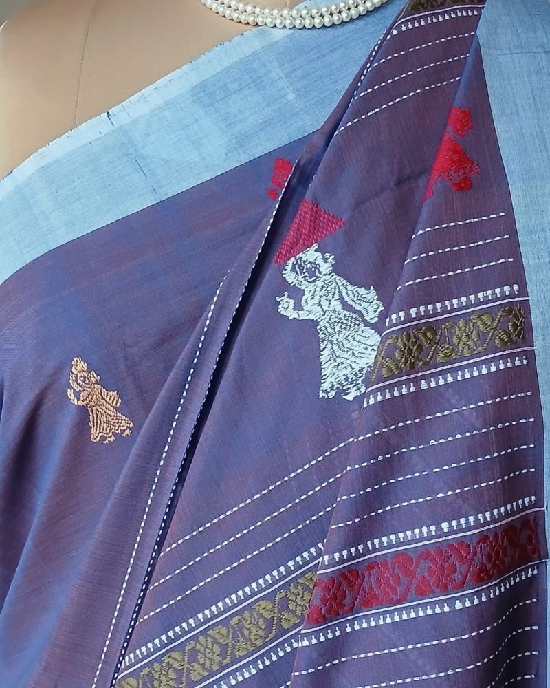 Gollabhama (milkmaid / gopika) handweave saree in cotton – (WGHS0020) - Image 5