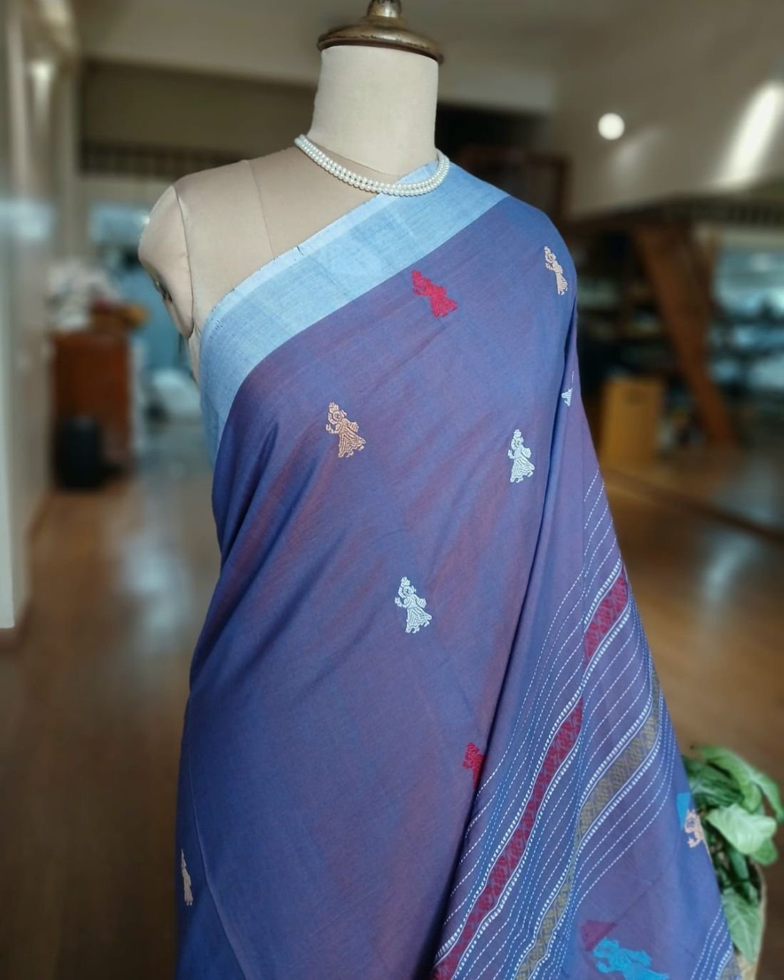 Gollabhama (milkmaid / gopika) handweave saree in cotton – (WGHS0020) - Image 3