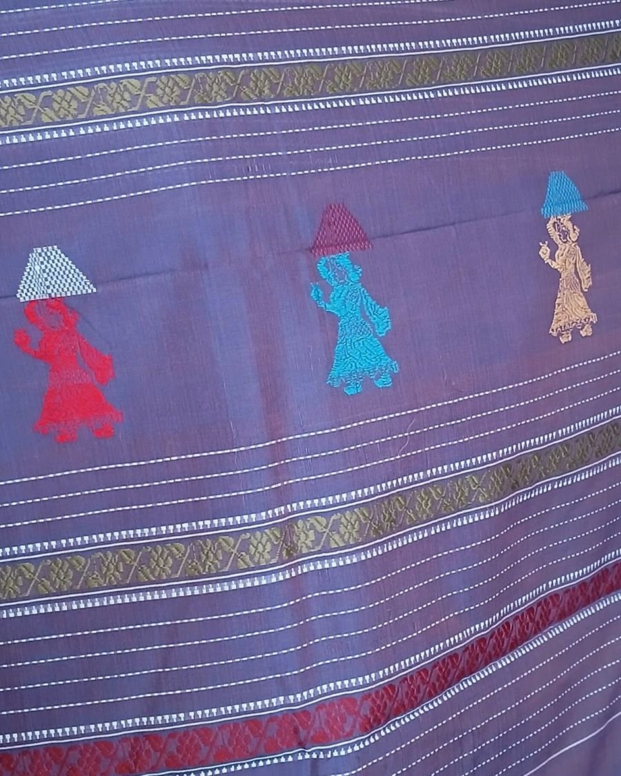 Gollabhama (milkmaid / gopika) handweave saree in cotton – (WGHS0020) - Image 6