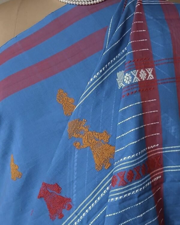 Gollabhama (milkmaid / gopika) handweave saree in cotton – (WGHS0018) - Image 5