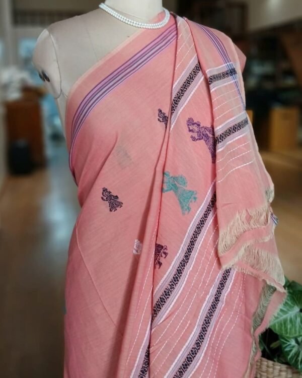 Gollabhama (milkmaid / gopika) handweave saree in cotton – (WGHS0014) - Image 4