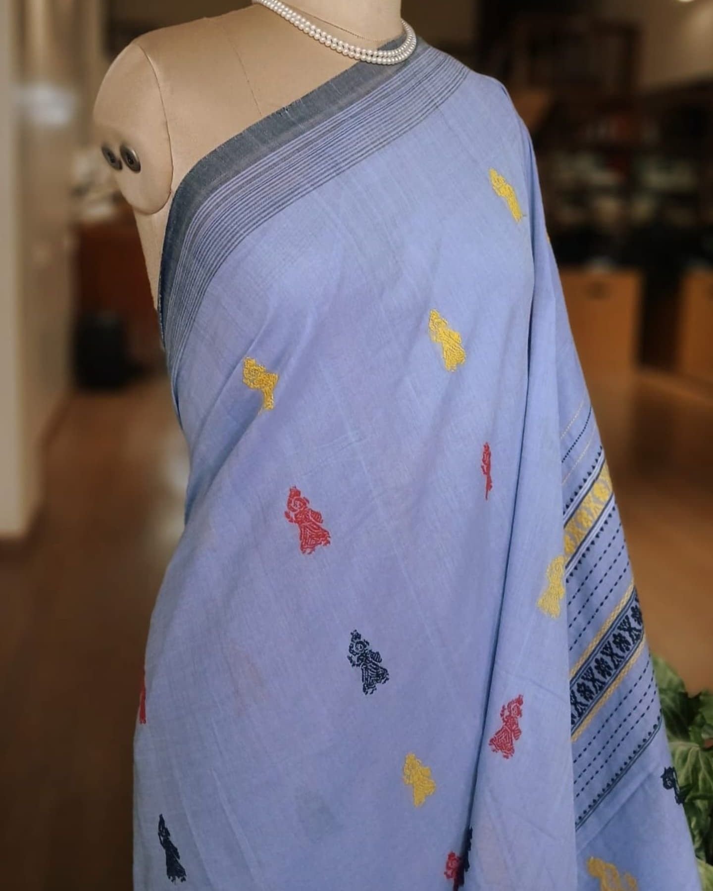 Gollabhama (milkmaid / gopika) handweave saree in cotton – (WGHS0021) - Image 3