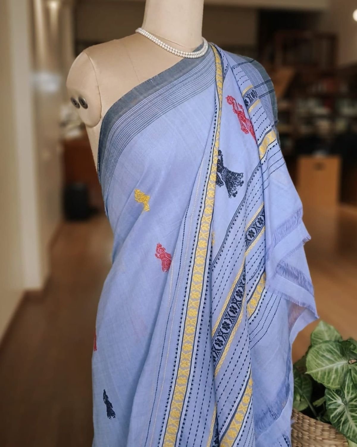 Gollabhama (milkmaid / gopika) handweave saree in cotton – (WGHS0021) - Image 4