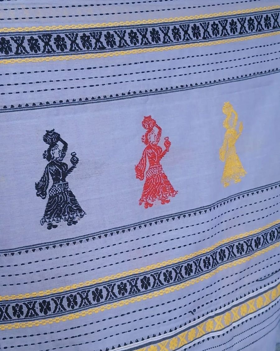 Gollabhama (milkmaid / gopika) handweave saree in cotton – (WGHS0021) - Image 6