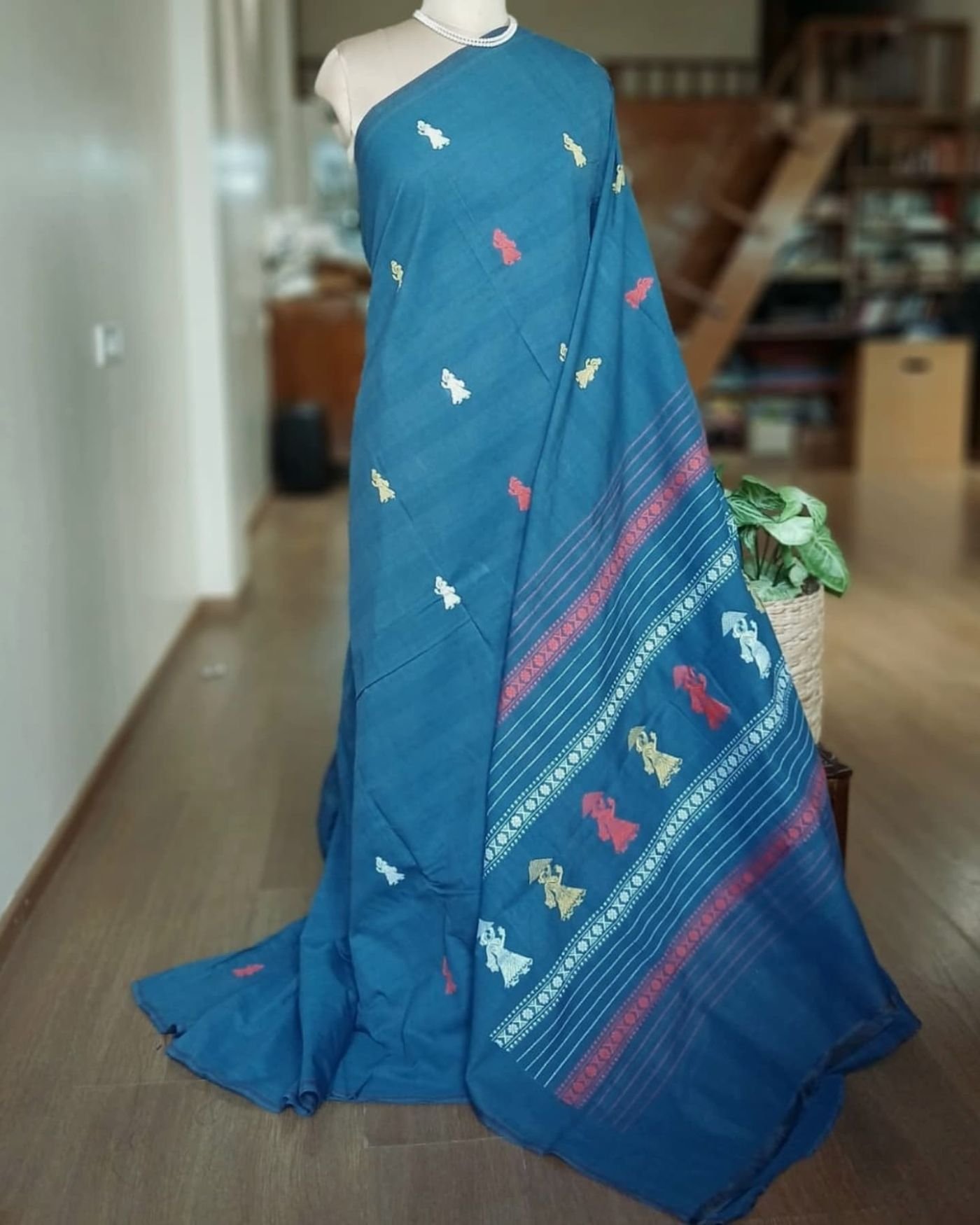 Grey Gollabamma Cotton Saree with Multicolour Buttis main image 1