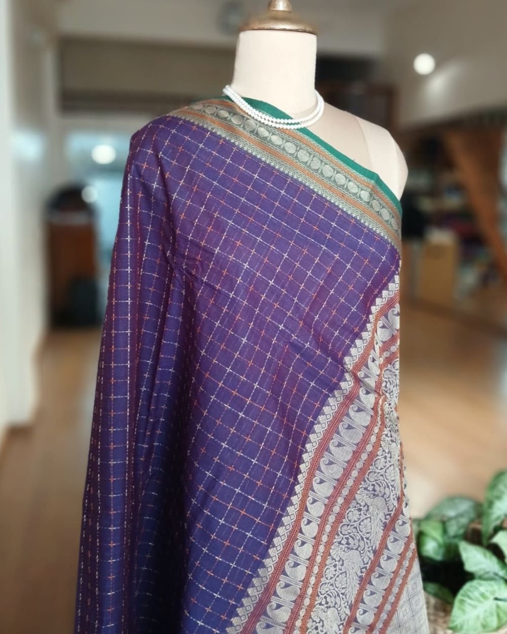 No Zari Lakshadeepam handweave in cotton – (KANC1142) - Image 5