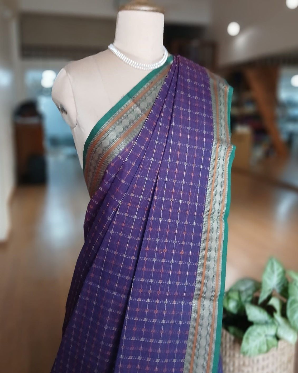 No Zari Lakshadeepam handweave in cotton – (KANC1142) - Image 7