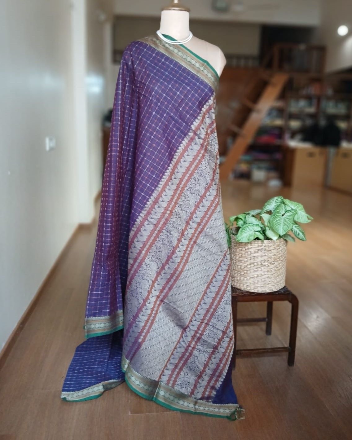 No Zari Lakshadeepam handweave in cotton – (KANC1142) - Image 4