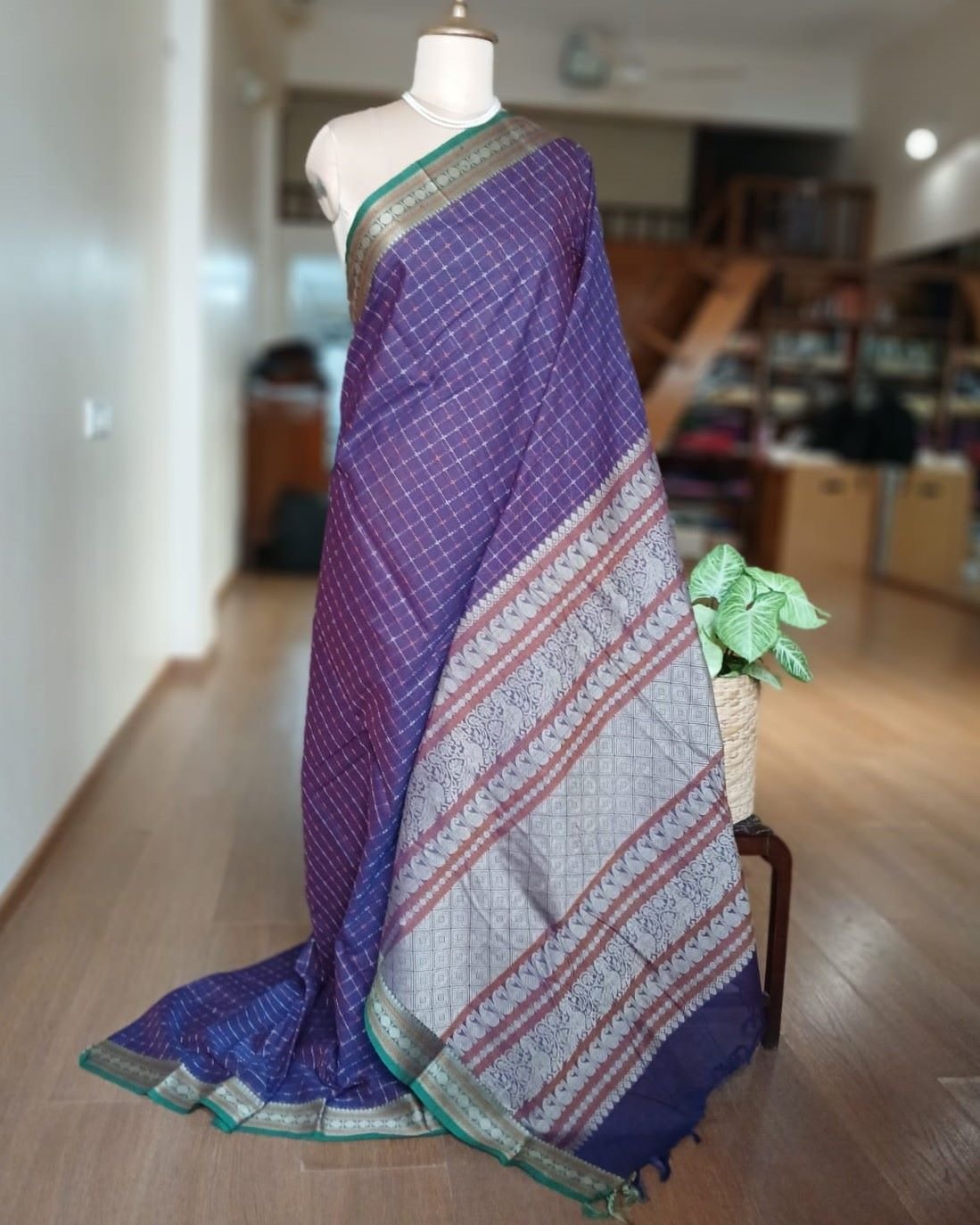 No Zari Lakshadeepam handweave in cotton – (KANC1142) - Image 2
