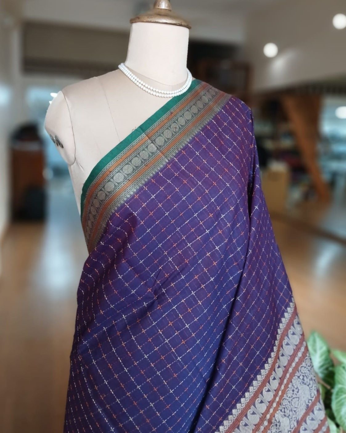 No Zari Lakshadeepam handweave in cotton – (KANC1142) - Image 3