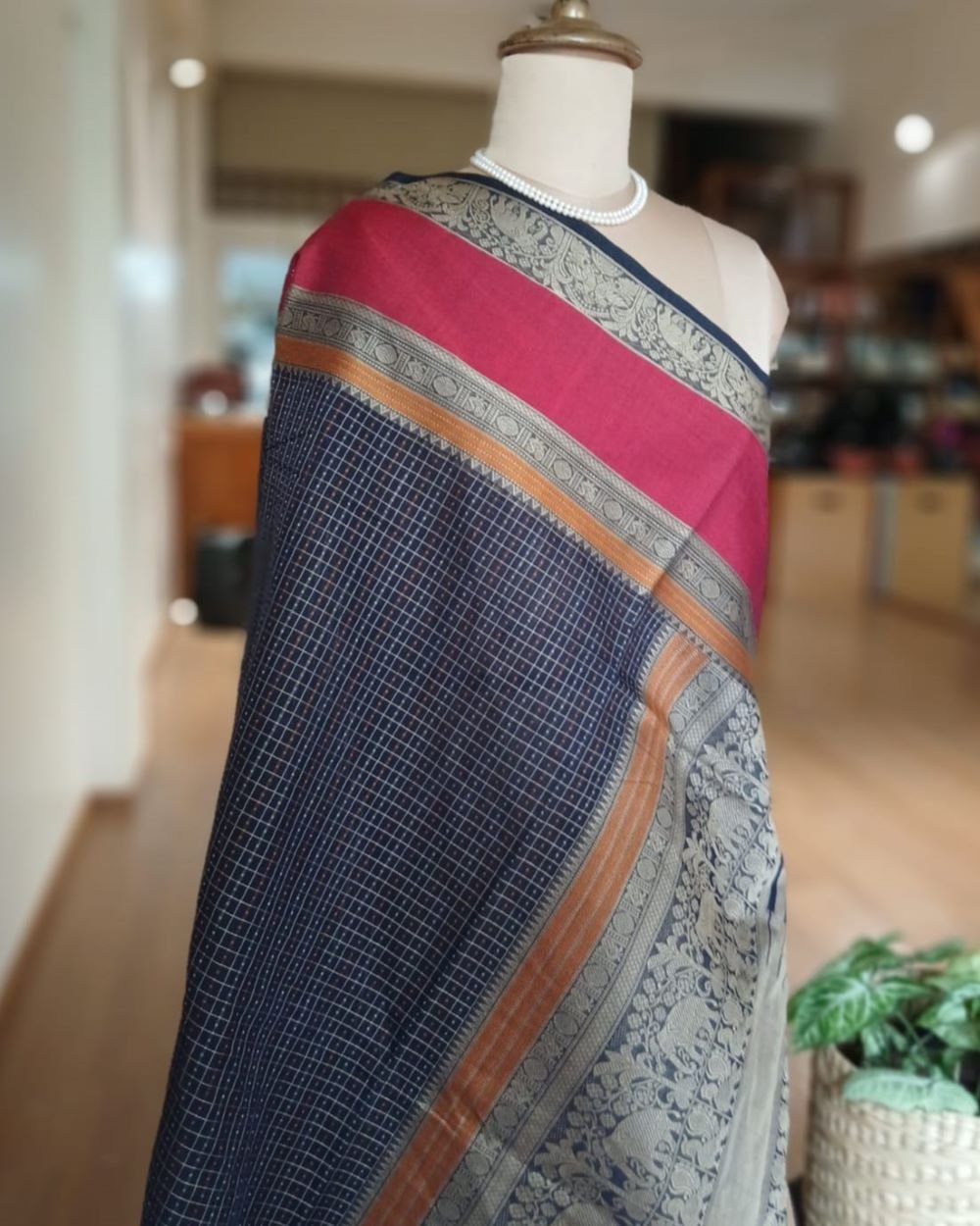 No Zari Lakshadeepam handweave in cotton – (KANC1144) - Image 6