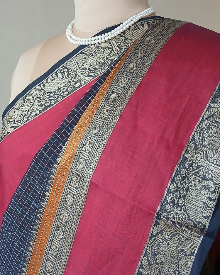 No Zari Lakshadeepam handweave in cotton – (KANC1144) - Image 4