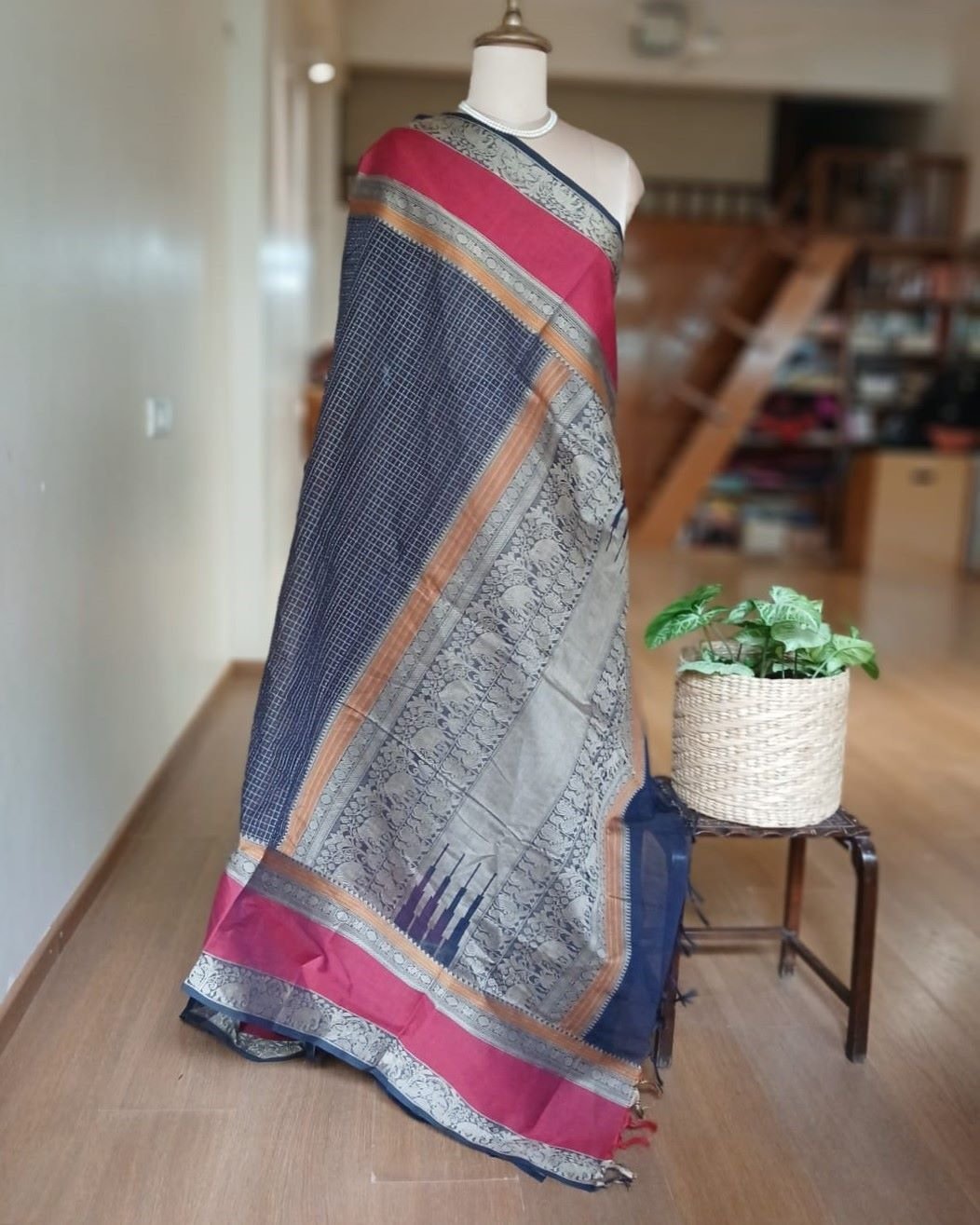 No Zari Lakshadeepam handweave in cotton – (KANC1144) - Image 5