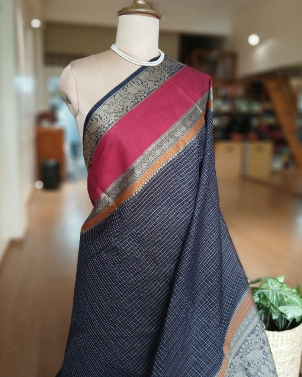 No Zari Lakshadeepam handweave in cotton – (KANC1144) - Image 3