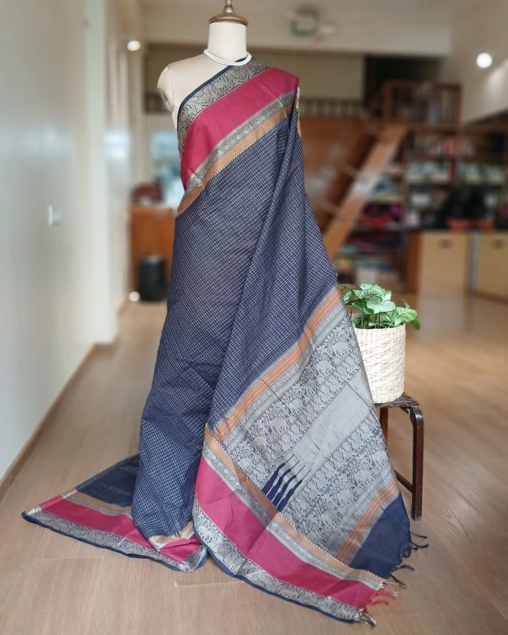 No Zari Lakshadeepam handweave in cotton – (KANC1144) - Image 2
