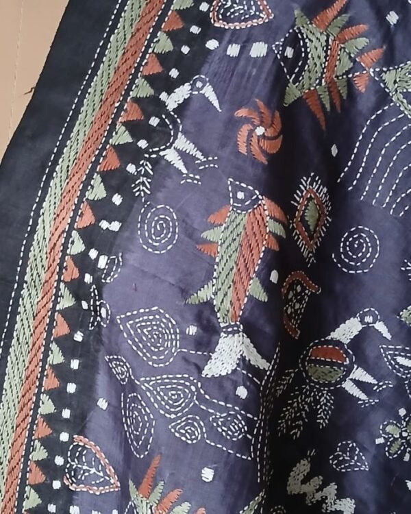 Pure Silk Kantha Dupatta – (KSDS1007) - Image 7