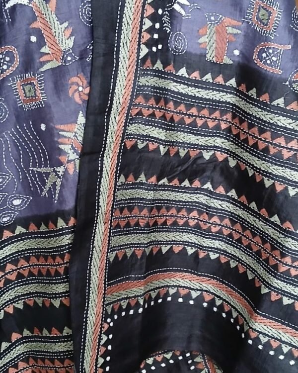 Pure Silk Kantha Dupatta – (KSDS1007) - Image 6