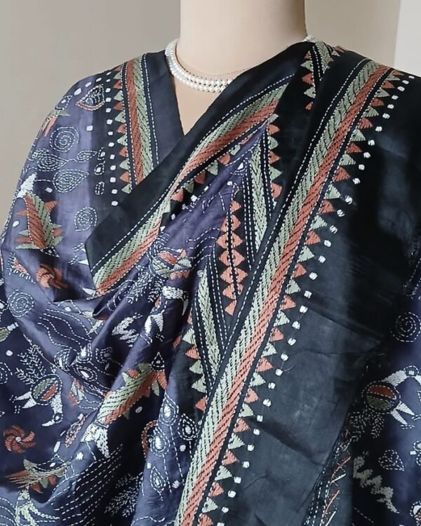 Pure Silk Kantha Dupatta – (KSDS1007) - Image 3