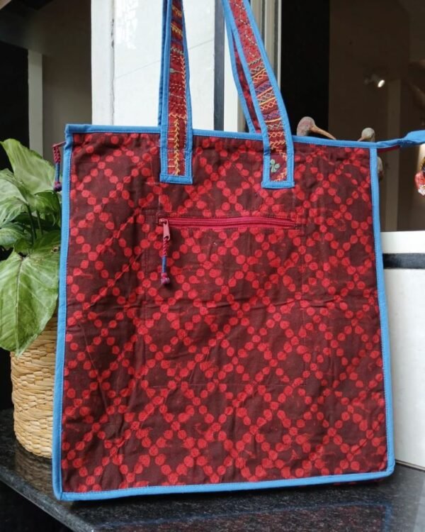Boho Patchwork Tote Bag with Hand-Embroidery -(TOTB1018) - Image 3