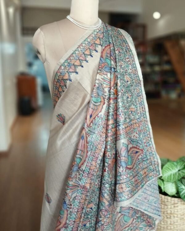 Madhubani on Tussar Silk – (MADT0010) - Image 2