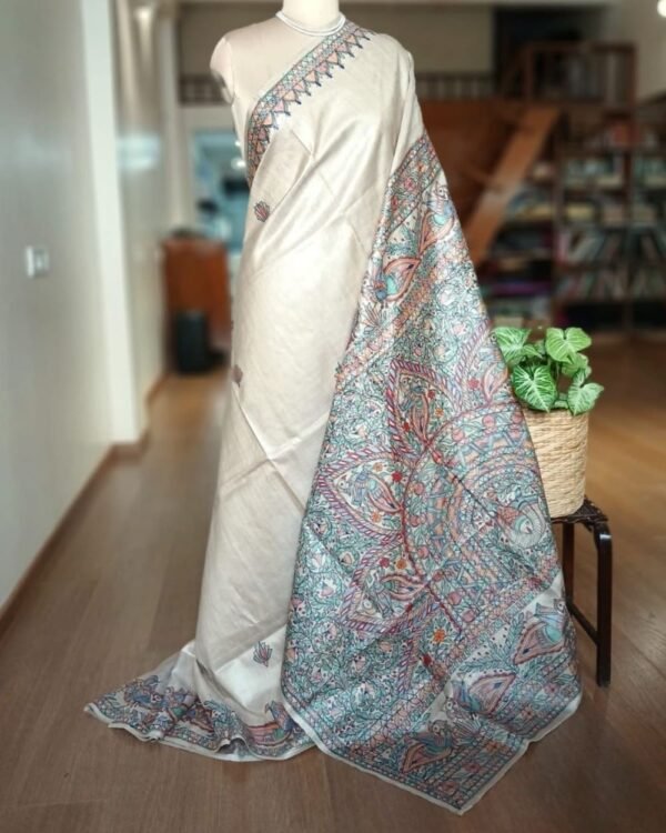 Madhubani on Tussar Silk – (MADT0010) - Image 3