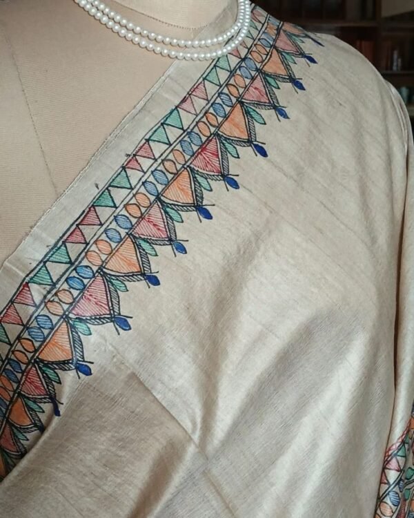 Madhubani on Tussar Silk – (MADT0010) - Image 4