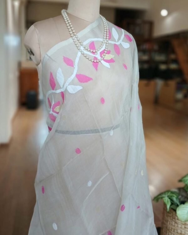 Handweave Jamdani Silk Saree – (SJMS1090) - Image 4