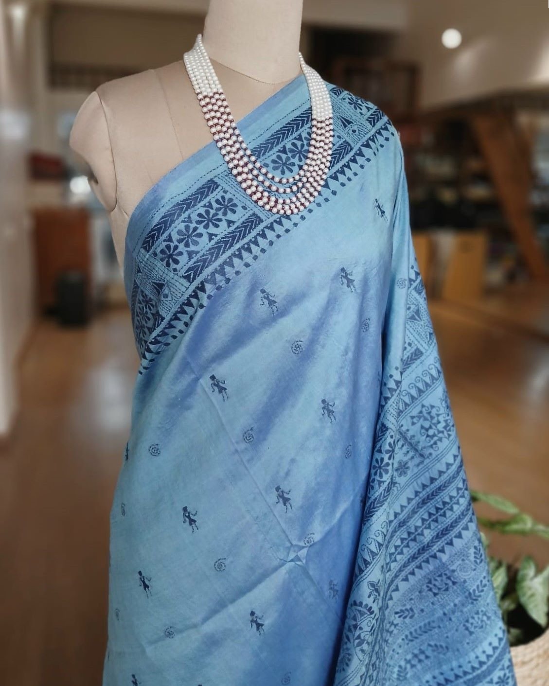 Santiniketan Kantha Saree in pure Bisnupuri Silk – (SNBK1032) - Image 4