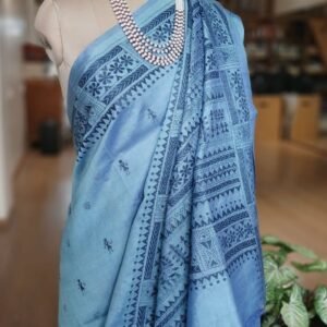 Santiniketan Kantha Saree in pure Bisnupuri Silk – (SNBK1032)