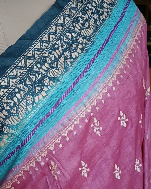 PadmaShree Takdira Begum’s Tussar Silk Kantha Saree – (SKTS1015) - Image 4