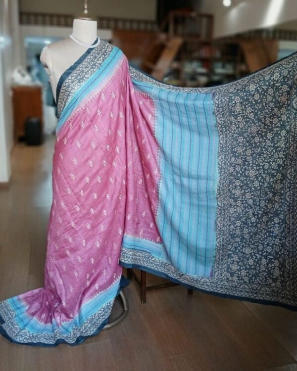PadmaShree Takdira Begum’s Tussar Silk Kantha Saree – (SKTS1015) - Image 2