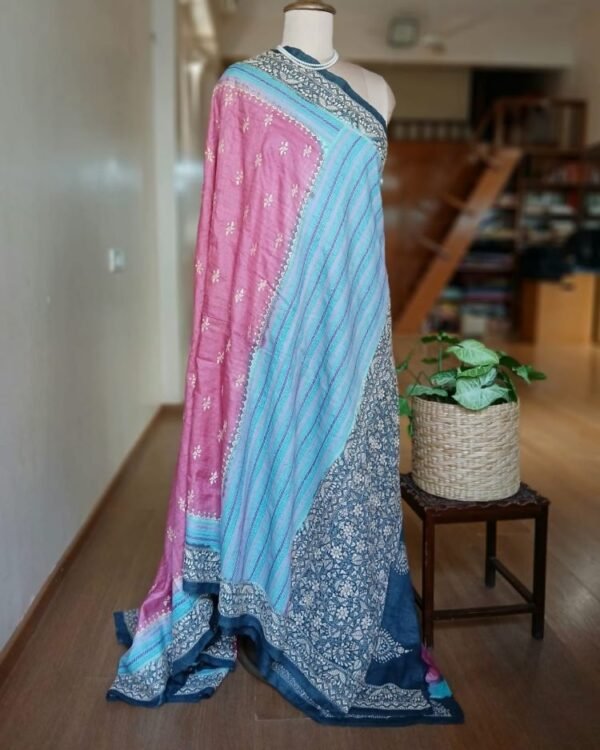PadmaShree Takdira Begum’s Tussar Silk Kantha Saree – (SKTS1015) - Image 6