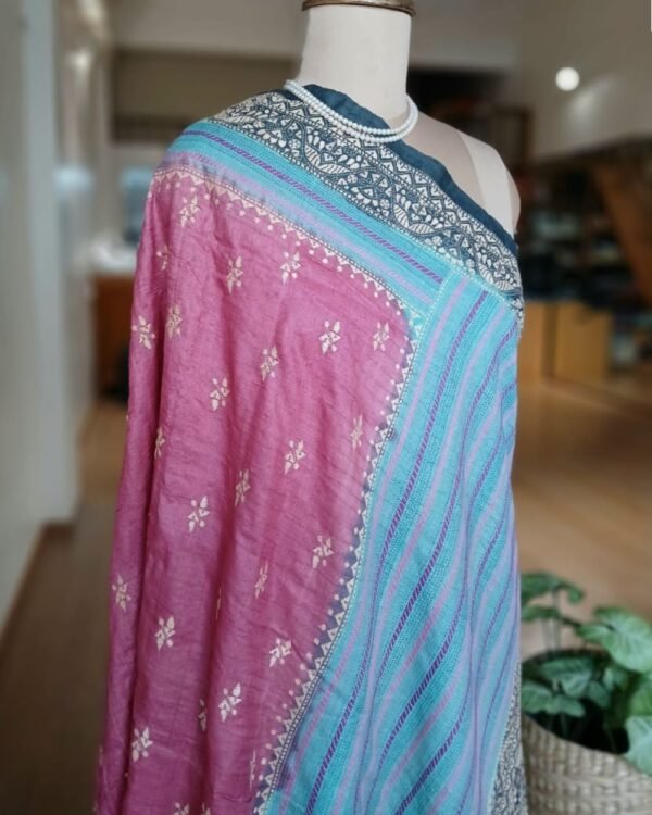PadmaShree Takdira Begum’s Tussar Silk Kantha Saree – (SKTS1015) - Image 7