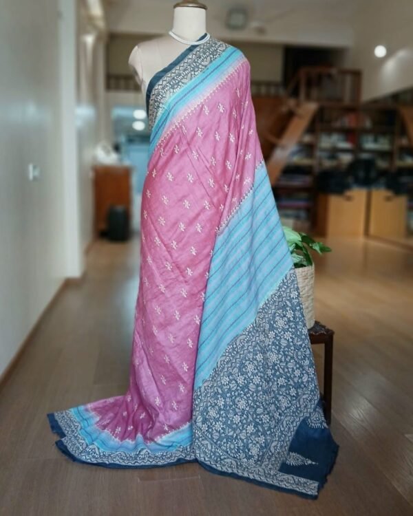 PadmaShree Takdira Begum’s Tussar Silk Kantha Saree – (SKTS1015)